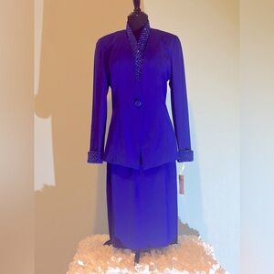 💙 Vintage Daymor Couture Formal Set – Royal Blue Beaded Jacket & Skirt (NWT)